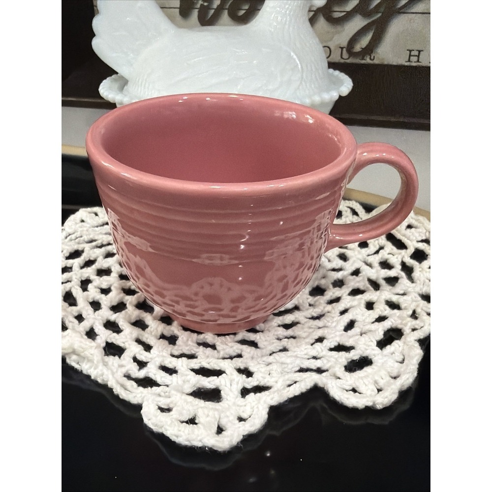 Fiestaware Rose Pink Coffee Tea Cup Mug Homer Laughlin USA Retired Color Fiesta